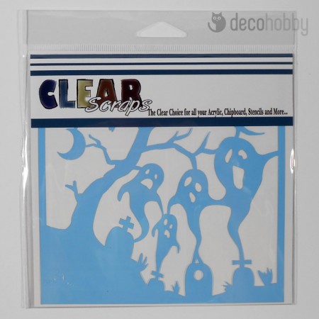 Clear Scraps stencil 15x15cm szellemek Decohobby