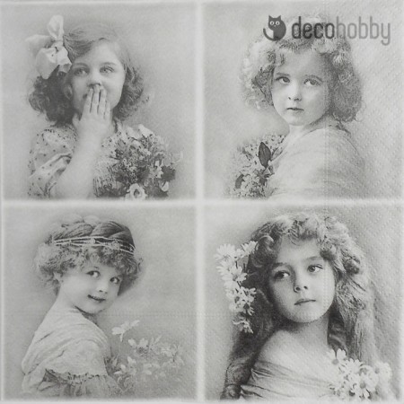 Sagen Vintage szalveta 4 Flower Girls Decohobby