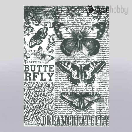 Stamperia rizspapir A4 DFSA4168 Butterfly blackwhite Decohobby