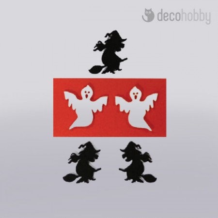 Filcfigura Halloween boszi es szellem 6cm Decohobby