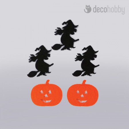 Filcfigura Halloween boszi es tok 6cm Decohobby
