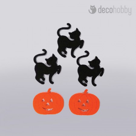 Filcfigura Halloween cica es tok 6cm Decohobby