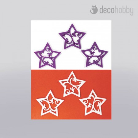 Filcfigura csillag attort feher lila 6cm Decohobby