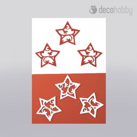 Filcfigura csillag attort feher piros 6cm Decohobby