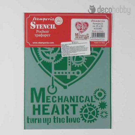 Stamperia stencil KSD285 Mechanical Heart Decohobby