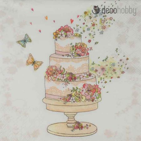 Eskuvoi szalveta Flowered Wedding Cake Decohobby