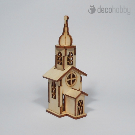 Natur fa lezervagott 3D mini dekoracio templom 02 Decohobby