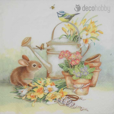 Husveti szalveta Bunny with Watering Can Decohobby