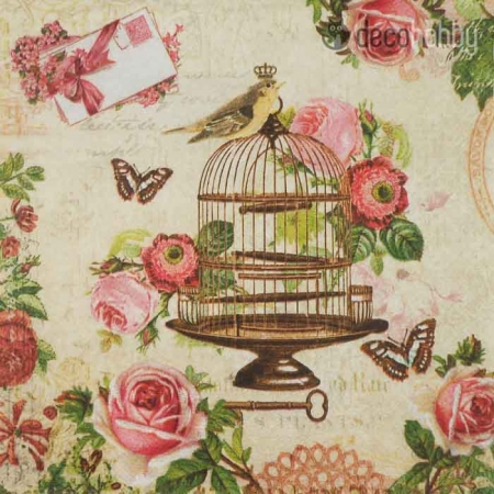 Allatos szalveta Bird on Vintage Cage Decohobby