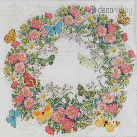 Viragos szalveta Wreath of Flowers Decohobby