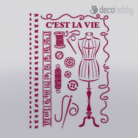 Stamperia stencil KSG467 Romantic Threads couture Decohobby