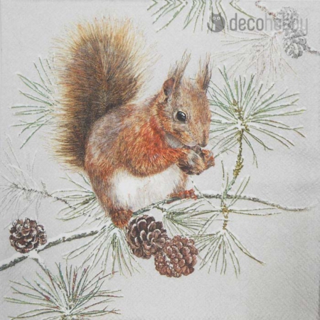 Karacsonyi szalveta Squirrel in winter Decohobby