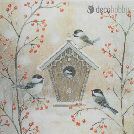Karacsonyi szalveta Beautiful Birdhouse Decohobby