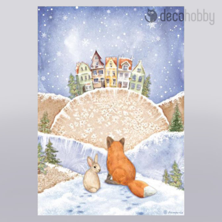 Stamperia rizspapir A4 DFSA4797 Winter Valley Fox and Bunny Decohobby