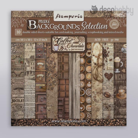 Scrapbook papirtomb Stamperia SBBL145 Coffee and Chocolate Backgrounds Decohobby